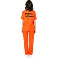 thumbnail image 6 of Women Prisoner Costume Number Print Short Sleeve Tops Pants Inmate Outfit Set for Halloween Cosplay, 6 of 7