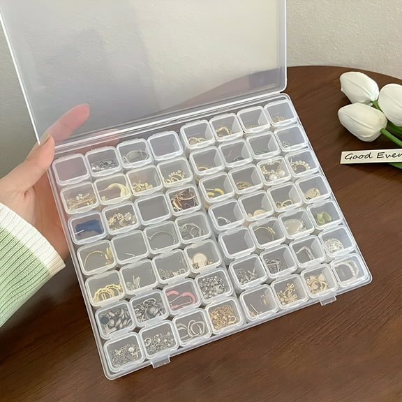 LAMIRO 56 Grids Plastic Organizer Box DIY Craft Accessory Organizer Case Removable Clear Accessories Storage Box Bead Organizer Earrings Storage Box Seeds Craft Organizer for Small Parts T