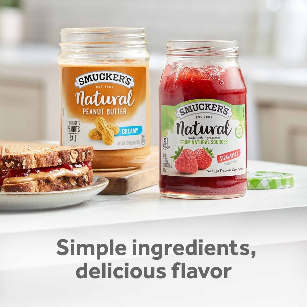 Smuckers Creamy Natural Peanut Butter 16 oz - 5 Pack