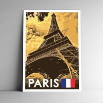 Paris France Vintage Travel Poster / Postcard WPA Style Retro Eiffel Tower Art Print