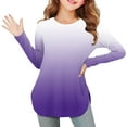 thumbnail image 6 of Lmnyox Girls Long Sleeve Shirts Fashion Cute Crew Neck Tunic Blouses Kids Side Slit Gradient Tops 3-12 Years, 6 of 7