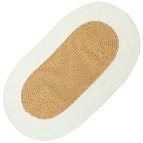 KAKOWELY Khaki Cotton Rope Nonslip Rug for Entryway Bedroom, 70x40CM Floor Mat, Anti- Area Carpet