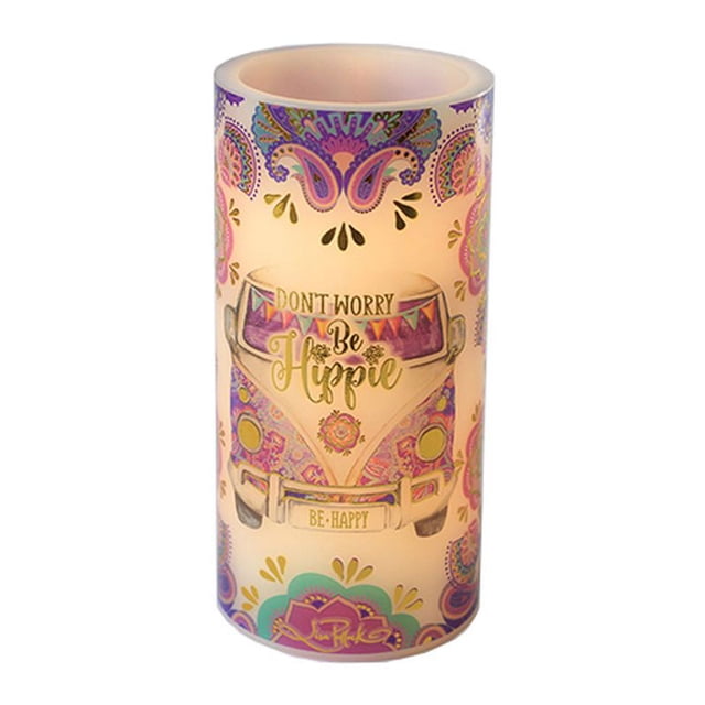 Bougie Hippie Motif Floral avec Texte Led - Ne t'Inquiète Pas