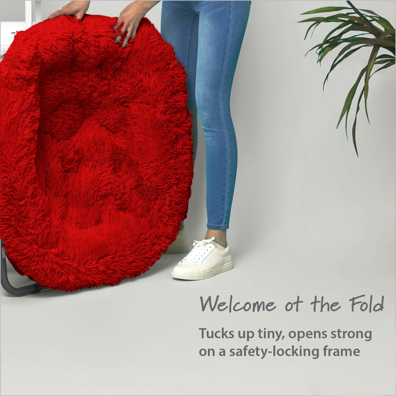Urban Shop Mongolian Oversized Saucer Chair, Red