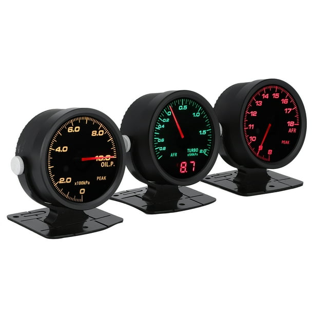 Combustible 60mm 2.4in Touching 17 Color OBD2 3 Gauges Combo Set Turbo Boost Indicador de presión de aceite Indicador de relación de combustible de aire LHCER Descripción de la referencia