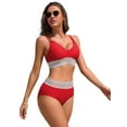 thumbnail image 3 of Asoul Womens Double Straps Bikini Swimwear High Waisted Two Piece Swimsuits, 3 of 6