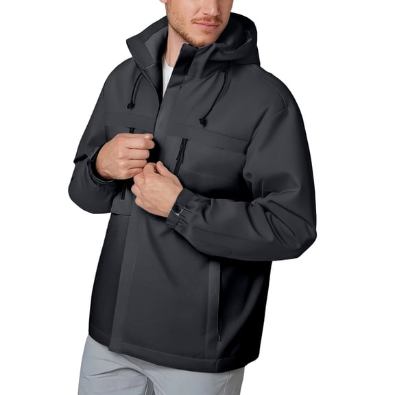 WTOBBY Men's and Women's Outdoor Sports Windbreaker Jacket, Work Style Hooded Coat for Unisex Athletic and Casual Wear Protection,Black L