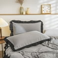 thumbnail image 4 of Move Over 3 Pieces Gray Black Bedding Sets King Black Ruffled Pattern Washed Microfiber Duvet Cover Set No Filling, 4 of 6