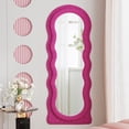 thumbnail image 4 of VLUSH Wavy Full Length Mirror, Freestanding Floor Mirror with Stand, 63"x24" Wall Mounted Mirror for Bedroom (Pink), 4 of 8