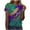 Multicolor3, variant on Mardi Gras Tops for Women Carnival Printed Short Sleeve Round Neck Top Multicolor L
