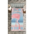thumbnail image 3 of Ambesonne Flamingo Quilted Bedspread Set 2 Pcs, Birds in Love Lake, Twin Size, Pink Blue, 3 of 3