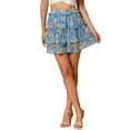 thumbnail image 1 of Falda mini skater floral con capas y volantes, cintura elástica, L azul lago, 1 of 6
