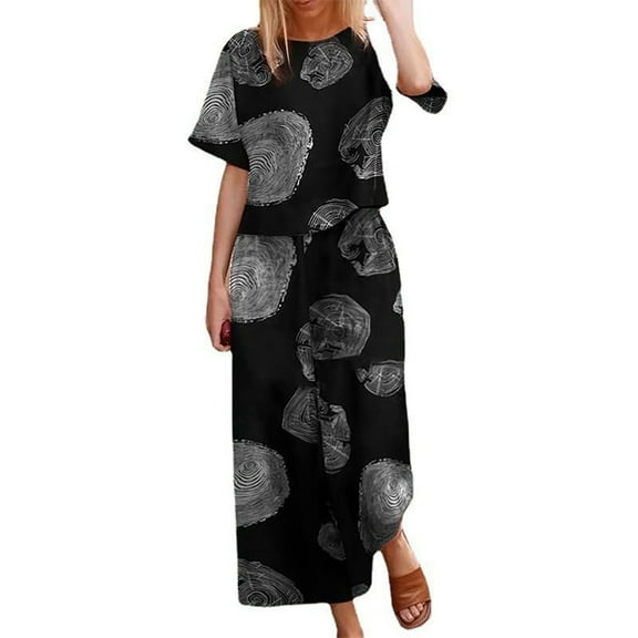 Baqcunre Women's Trousers Suit, Vacation Outfits For Women Linen Summer Sets 2 Piece Oversized Set Short Sleeve Tops And Wide Leg Pant Set Black L