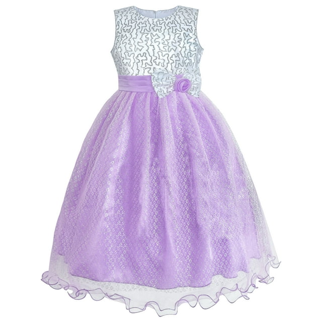 Robe de Demoiselle d'Honneur à Sequins Violettes pour Filles 14 Ans
