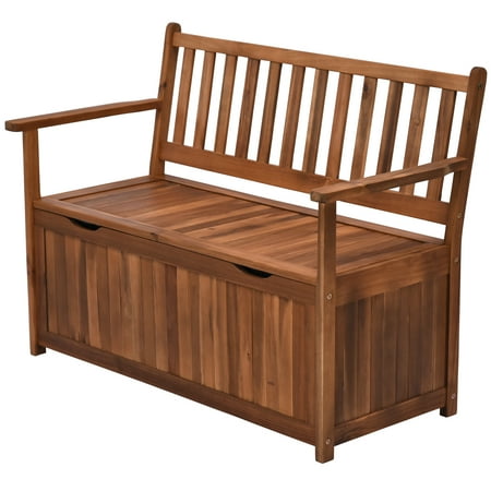 Outsunny 47 X 24 Double Seat Wooden Storage Bench Outdoor Acacia Wood Multifunction Courtyard Armchair Garden Chair Patio Armrest Large Capacity Box For Indoor Canada Capacity Storage Box For Indoor Outdoor, Outdoor Wood Storage Box