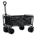 thumbnail image 2 of bestolf Oxford Fabric Camping Trolley, Collapsible Folding Wagon Cart with Brakes, Heavy Duty Garden Cart with Wheels, Beach Wagon Cart, Adjustable Handle, 2 of 10