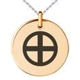 thumbnail image 1 of Stainless Steel Shimazu Samurai Crest Engraved Small Medallion Circle Charm Pendant Necklace, 1 of 1