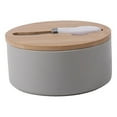 thumbnail image 4 of Butter Dish with Lid and for Countertop, Round Ceramic Butterdish, Cheese Holder, Counter Butter Saver Container Box Gray, 4 of 8