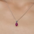 thumbnail image 3 of Gem Stone King 14K White Gold Red Created Ruby and Blue Diamond Pendant Necklace for Women | 2.24 Cttw | Gemstone July Birthstone | Pear Shape 10X7MM | With 18 inch Chain, 3 of 6
