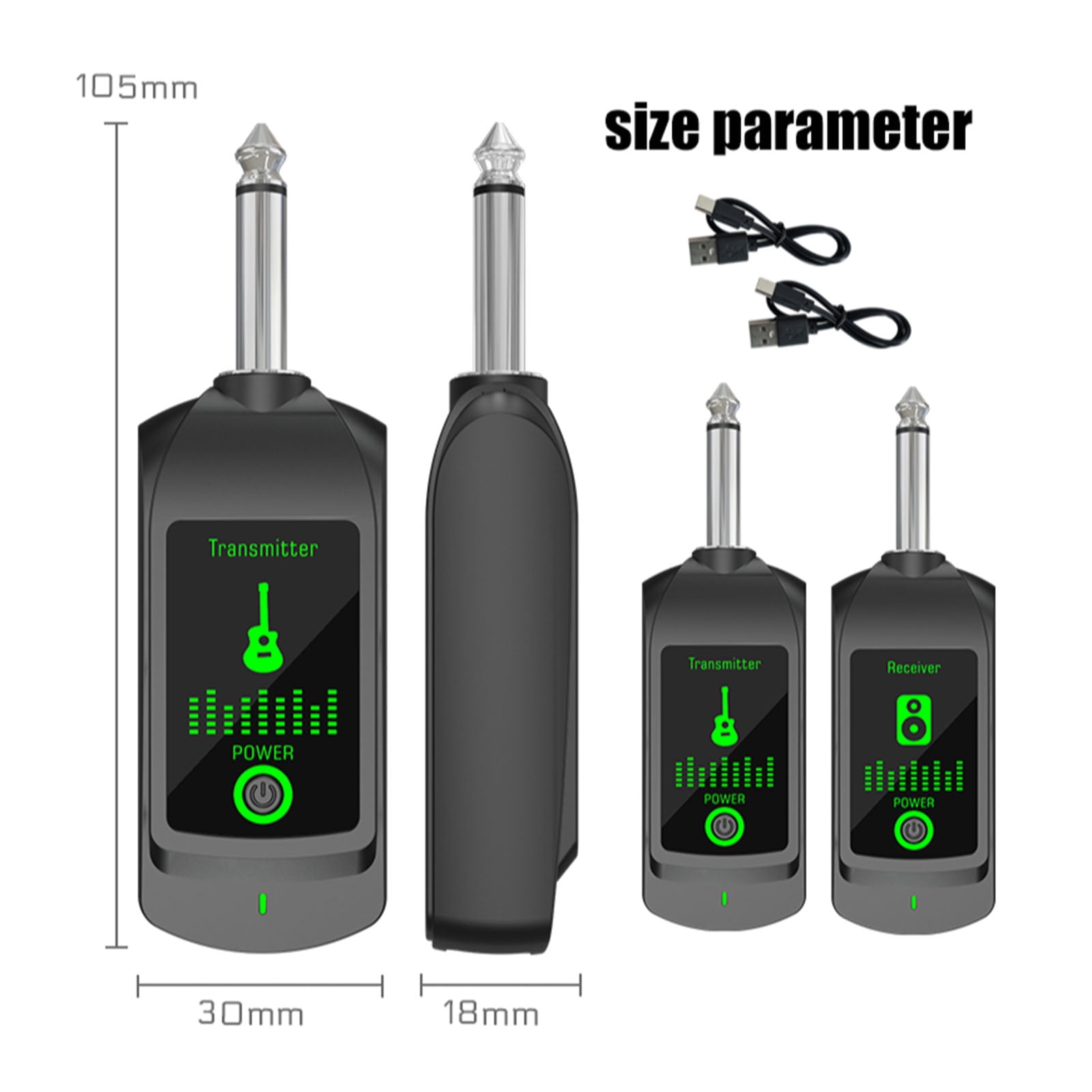 HUISZJ Mini Wireless Guitar System, 50M Range Rechargeable Audio Transmitter & Receiver, Electric Guitar & Bass Accessory