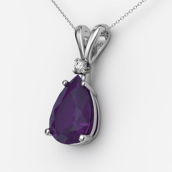 Natural African Amethyst Necklace Sterling Silver / 925 Silver Amethyst Pendant for Women / Pear-Shaped