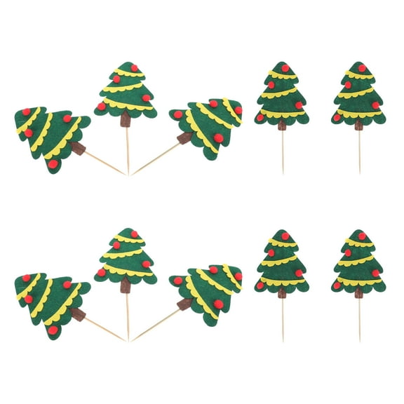 Raindrops Christmas Cake Toppers with Felt Material and Green Color for Decor Christmas Tree Shaped Design Great for Cupcakes Cakes
