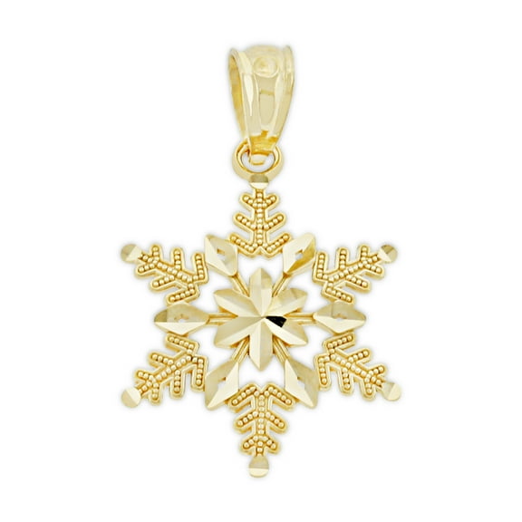 Charm America - Gold Snowflake Charm - 10 Karat Solid Gold