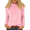 thumbnail image 1 of Comdrip Hauts pour Femmes Manches Longues Chemises pour Femmes Coupe Ample Col Roulé Haut Décontracté Automne Hauts Légers Chauds Chandails Hauts Col Roulé pour Femmes Rose m, 1 of 5