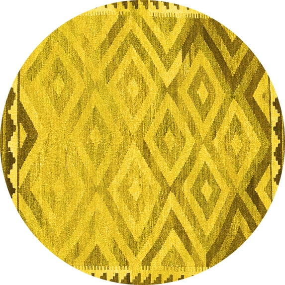 Ahgly Company Machine Washable Indoor Round Southwestern Yellow Country Area Rugs, 7' Round