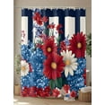 thumbnail image 4 of Fsddascl Red White Floral Shower Curtain Set - 48" x 72" Washable Bathtub Curtain with 12 Hooks, Blue Botanical Black Striped Spring Waterproof Fabric Stall Shower Curtains for Bathroom/Bathtub, 4 of 6