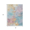 thumbnail image 3 of HomeRoots 618559 8 x 10 ft. Teal Blue, Gold & Pink Abstract Washable Indoor & Outdoor Rectangle Area Rug, 3 of 5