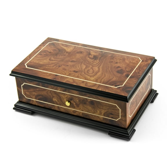 Sophisticated Swiss 36 Note Classic Style with Framed Panel Inlay Grand Music Box - Gavotte, Louis XIII & Minuet