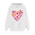 thumbnail image 2 of Women's Valentine's Day Sweatshirt Funny Love Heart Print Hoodie Long Sleeved Loose Comfortable Pullover Sweatshirt Tops White L, 2 of 5