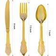 thumbnail image 4 of Gold Plastic Silverware Set - 30 Pre rolled Napkin and Cutlery Set, Wrapped Silverware Set, Gold Rolled Plastic Utensils with 30 Forks, 30 Knives, 30 Spoons and 30 Napkins for Party, Wedding, 4 of 7