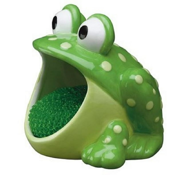 Boston Warehouse Green Frog Bath Soap Dish Kitchen Sink Scrubby Holder