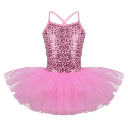 

DPOIS Kids Girls Criss Cross Strap Sequins Ballet Leotard