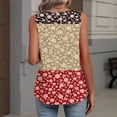 thumbnail image 6 of Kixjoy Brown Tank Tops for Women V Neck Fashion Tank Top Sleeveless Casual Summer Pleated Blouse Floral Print Soft Loose Fit Womens Summer Tops, Khaki L, 6 of 6