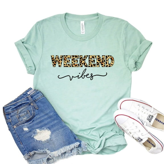 Weekend Vibes Shirt Motivational T-shirt Positive Quote Tshirt Inspirational Shirts Women's Vacation Gift