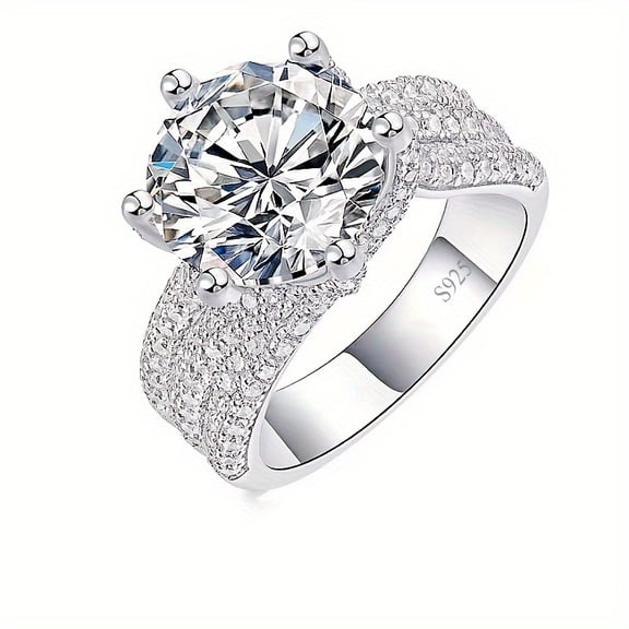 925 Sterling Silver 5ct Moissanite Band Ring Super Shiny Luxury Wedding Ring Versatile Accessory With Gift Box
