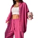 thumbnail image 1 of Txlixc Traje de 2 piezas para mujeres, cuello de solapa de manga larga, camisa de una sola fila Txlixc  moda, 1 of 6