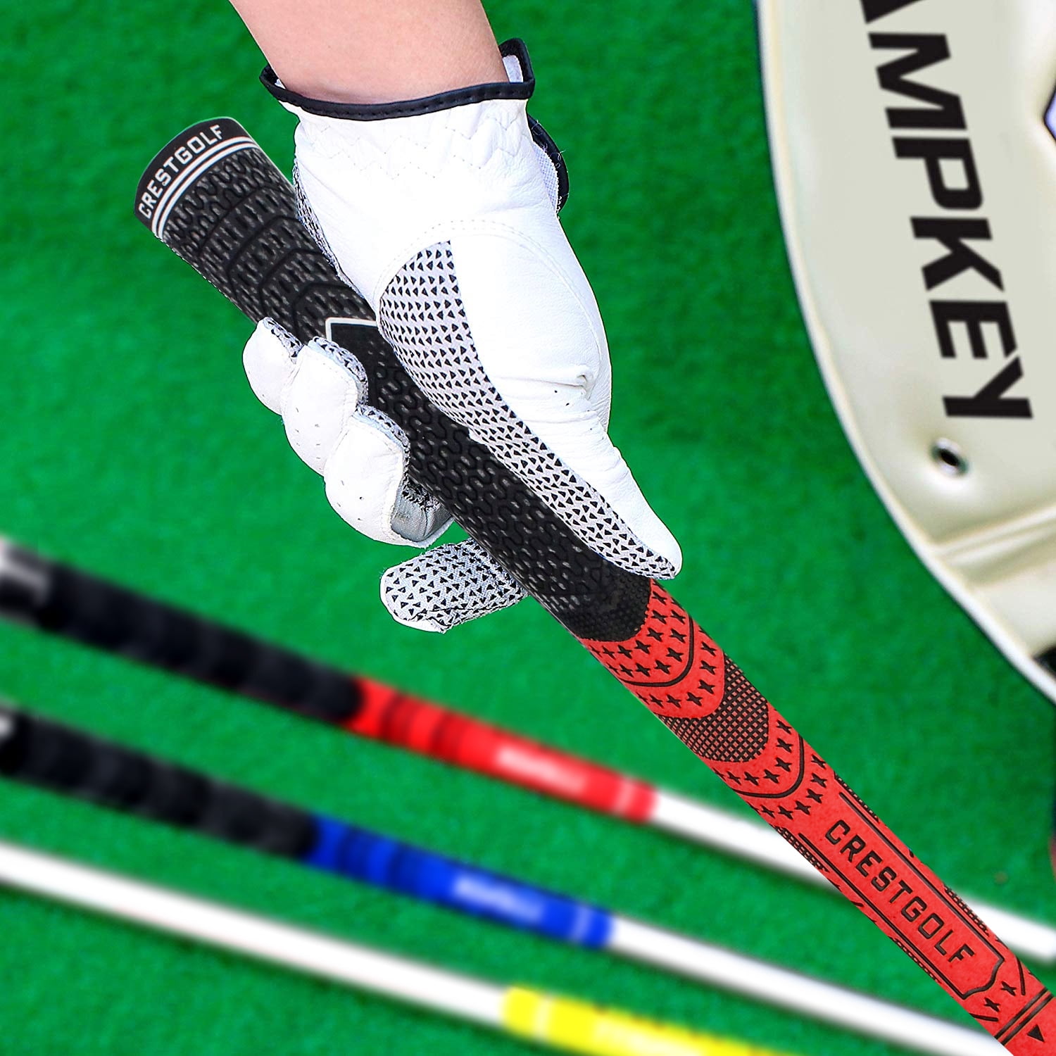 Crestgolf Multi -Compound Golf Grips, Standard/Mid Size All-Weather Control Thread Technology Rubber Combine with Carbon Yard, Anti-Slip-Set of 13