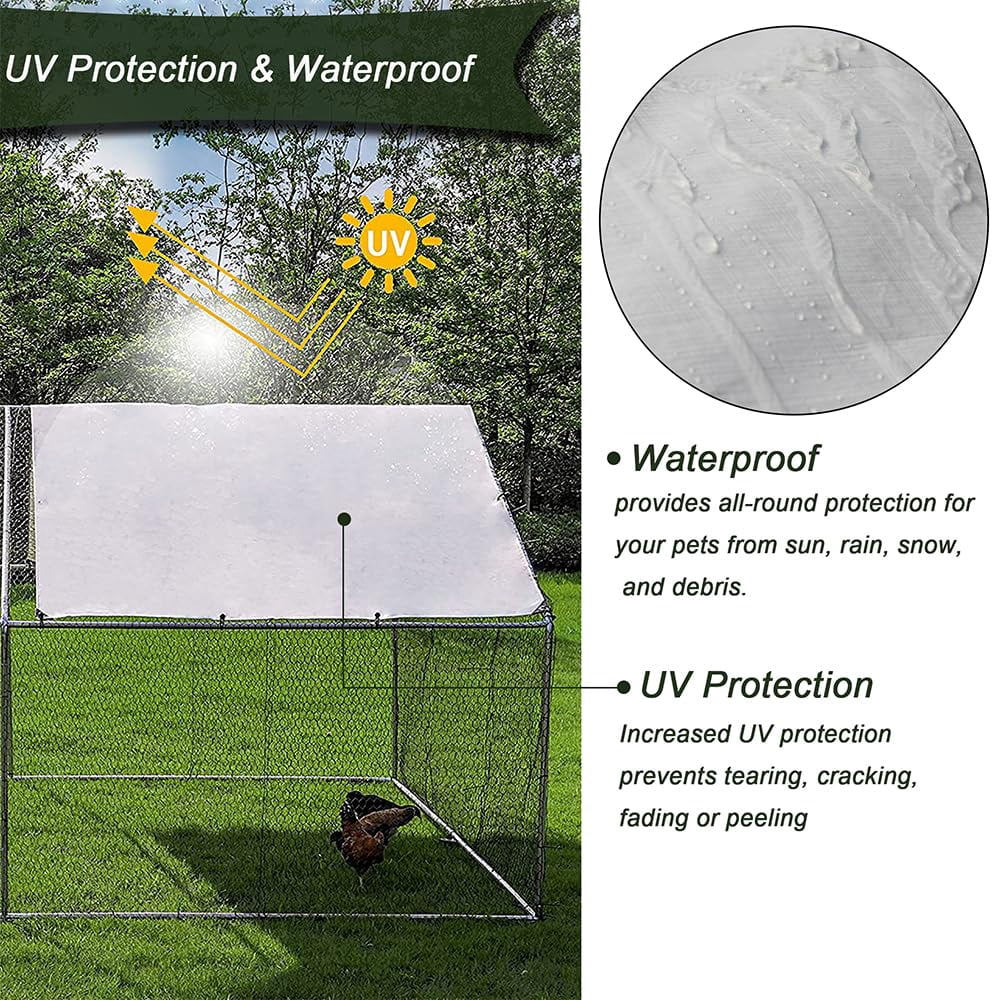 Large Metal Chicken Coop Walk-in Poultry Cage with Water-Resident and Anti-UV Cover Duck Rabbit Cat House Outdoor Chicken Run Pen with Spire Shaped Cage