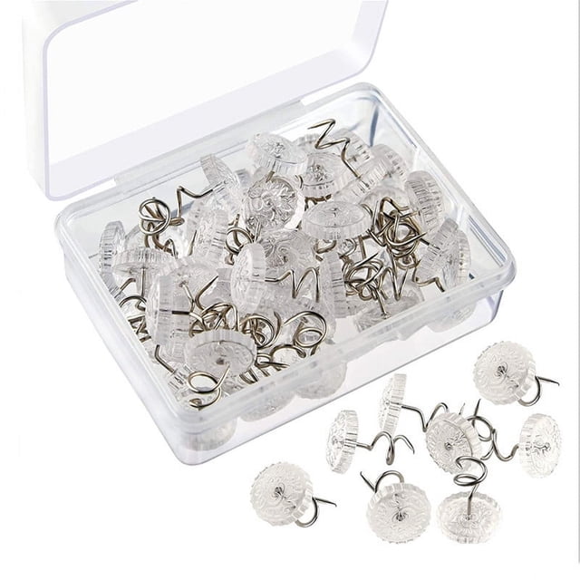 Funda de sofá para falda de cama con pasador fijo, clavo giratorio de acero inoxidable, aguja espiral transparente