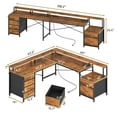 thumbnail image 3 of Corner Computer Desk with Led Lights and Monitor Shelf, Two Person Desk, L Shaped Desk with 6 Drawer, 108" Home Office Desk with File Drawer & Power Outlet, Rustic Brown, 3 of 9