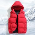thumbnail image 2 of Kureaily Men's Autumn And Winter Vest Coat Coat Hat Removable Solid Colour Thickened Loose Vest, 2 of 4