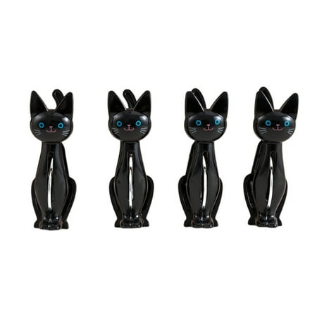 

4Pcs Food Bag Snack Clips Metal Spring Cat Sealing Clip Bill Storage Clips Household for Office Home Travel Black