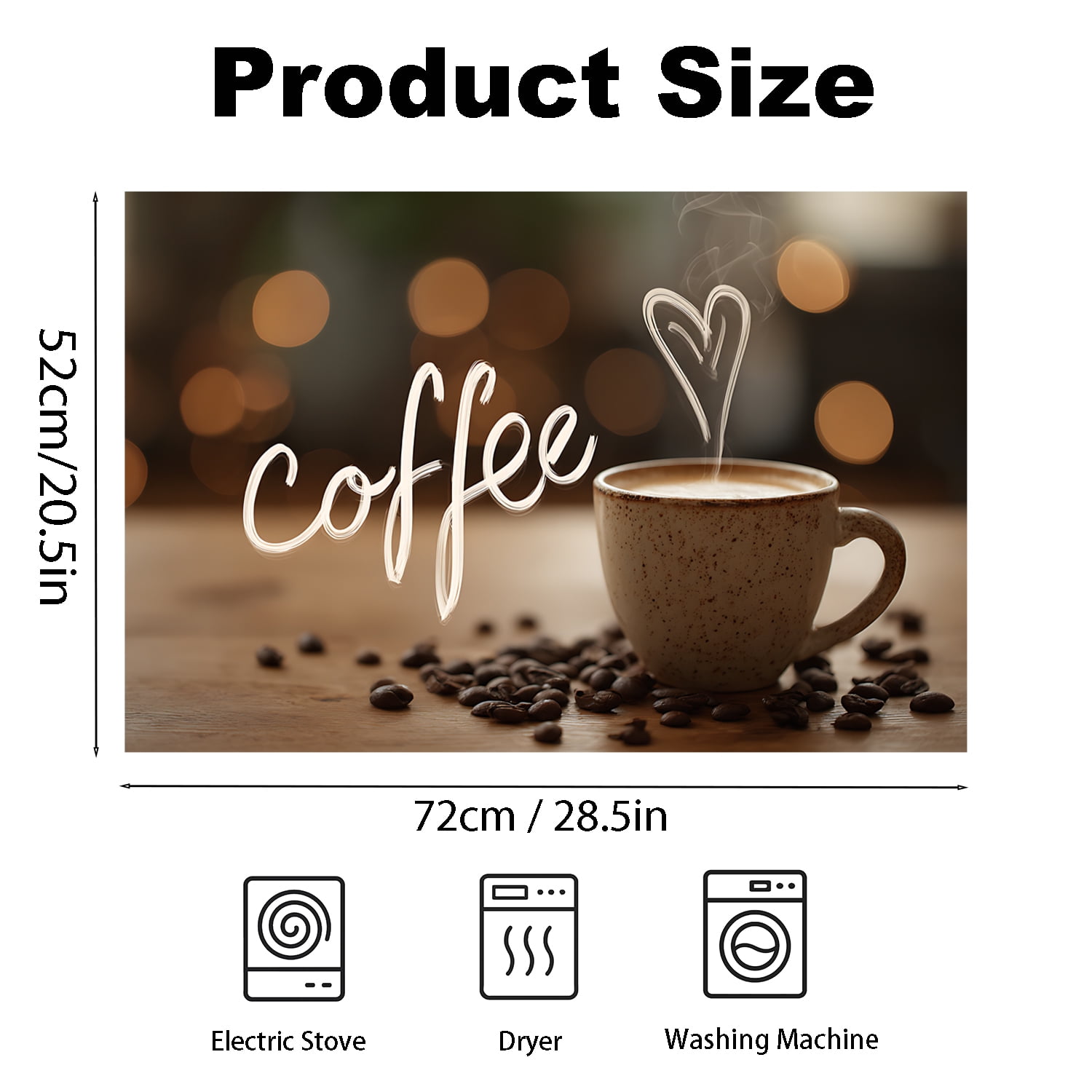Stove Top Cover for Electric Stove, 28" x 20" Heat Resistant Anti-Slip Glass Cooktop Protector Mat, Multi-Purpose Stove Cover for Kitchen Countertop, Scratch & Dust Protection, Coffee Lover Gift
