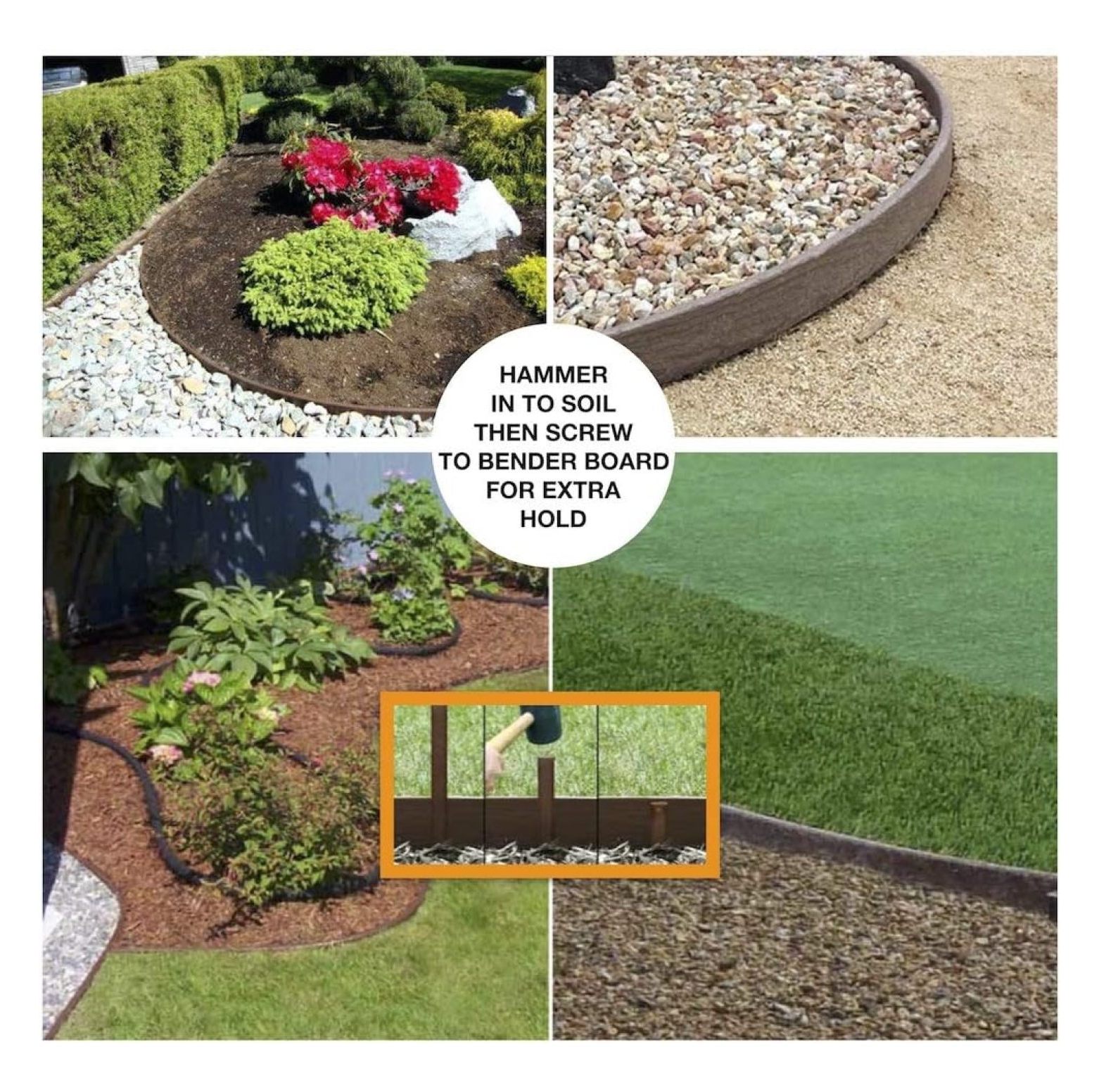 (20-Pack) Heavy Duty, Brown Landscape Lawn & Garden Border Edging Stakes - Easy Install Terrace & Bender Board