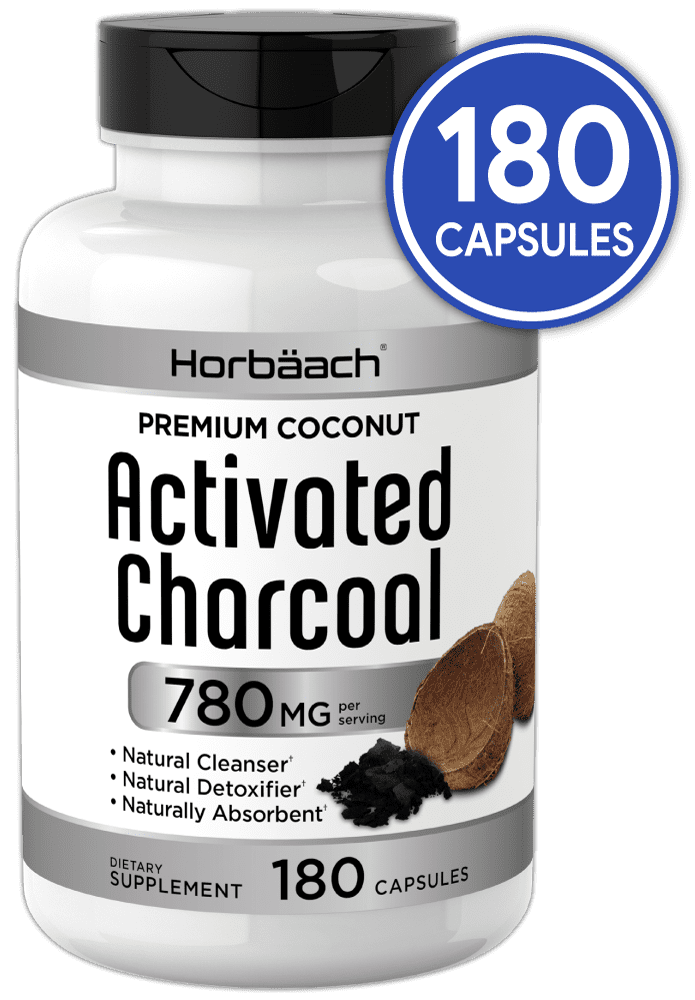 Activated Charcoal Capsules 780mg 180 Count from Coconut Shells