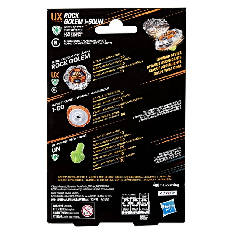 Beyblade X Rock Golem 1-60UN UX Starter Pack Set with Defense Type